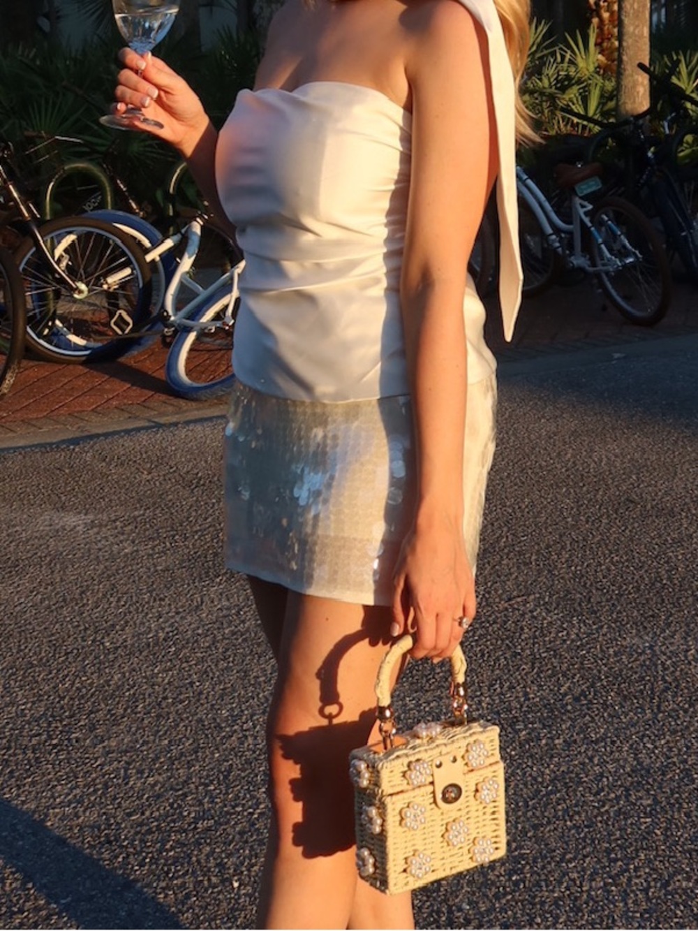 Zara Sequin Cream Mini Skirt